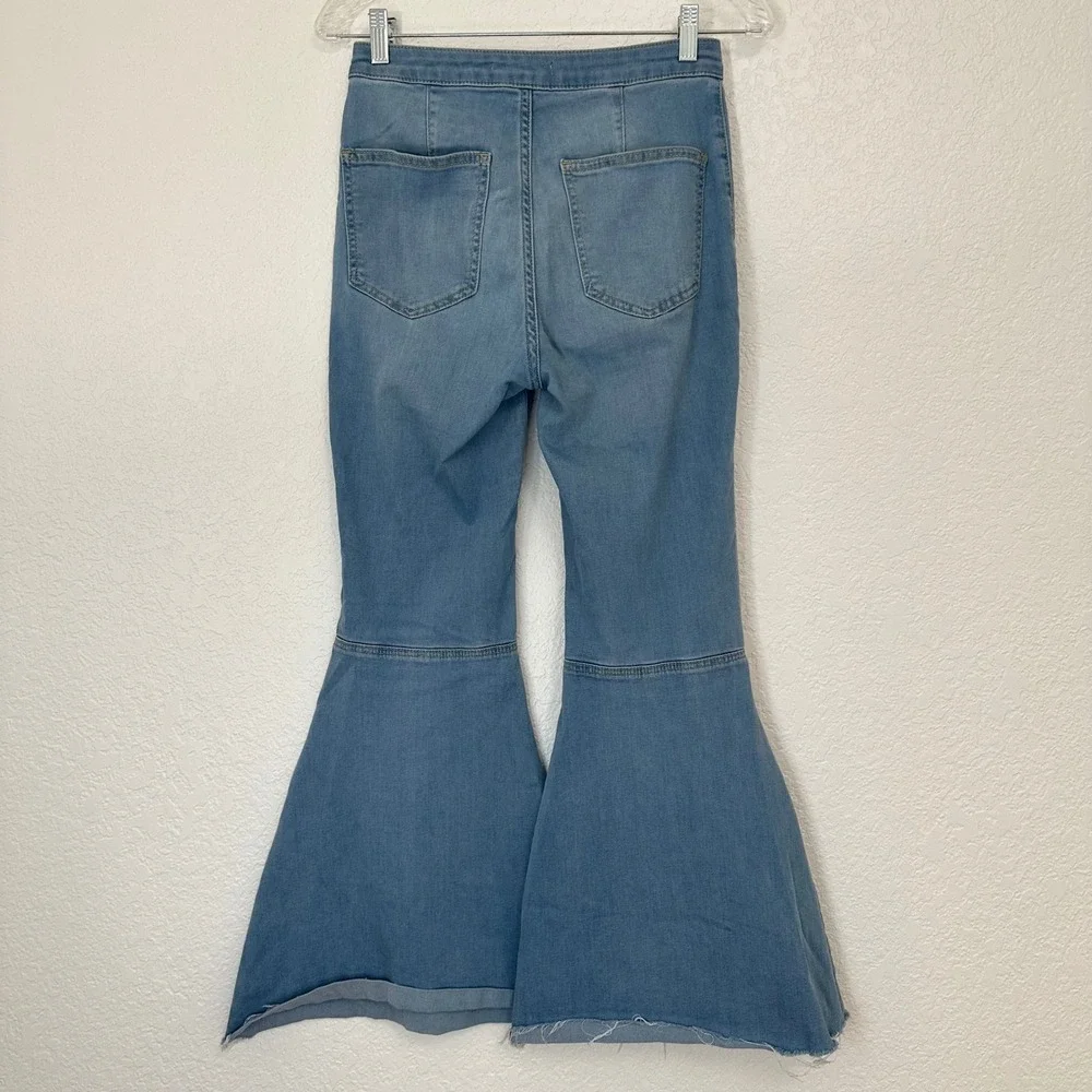 Free‎ People Just Float On Flare Jeans Light Wash Blue High Rise Bell Bottom 26R
